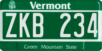 VT license plate ZKB234