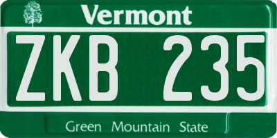 VT license plate ZKB235