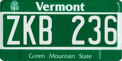 VT license plate ZKB236