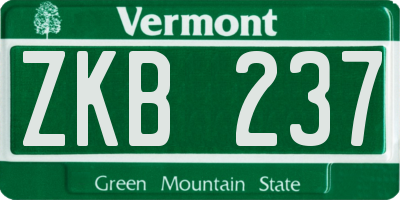 VT license plate ZKB237