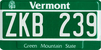 VT license plate ZKB239