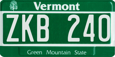 VT license plate ZKB240