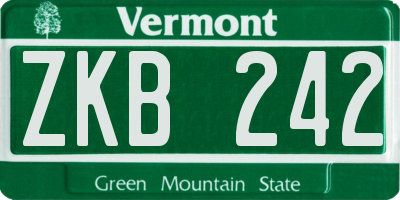 VT license plate ZKB242