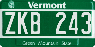 VT license plate ZKB243