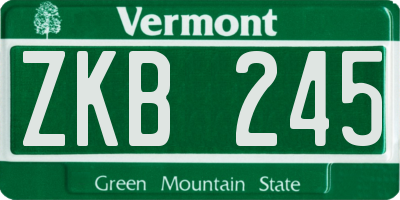 VT license plate ZKB245