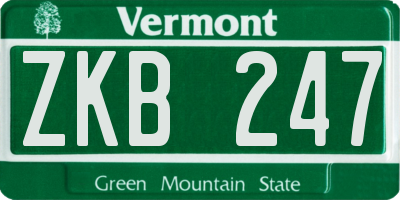 VT license plate ZKB247