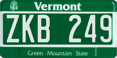 VT license plate ZKB249