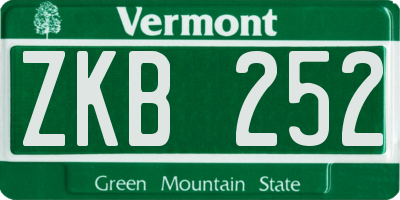 VT license plate ZKB252