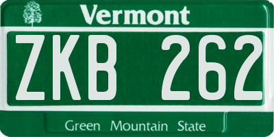 VT license plate ZKB262
