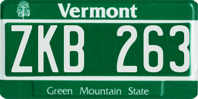 VT license plate ZKB263