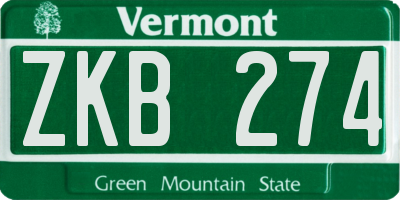 VT license plate ZKB274