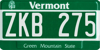 VT license plate ZKB275