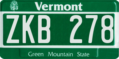 VT license plate ZKB278