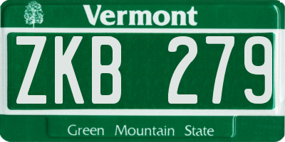 VT license plate ZKB279
