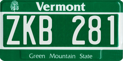 VT license plate ZKB281