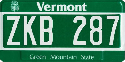 VT license plate ZKB287