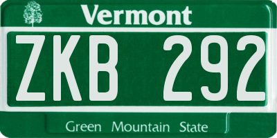 VT license plate ZKB292