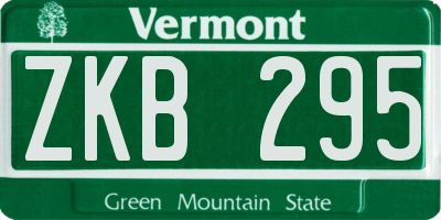 VT license plate ZKB295