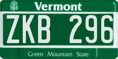 VT license plate ZKB296