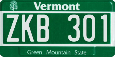 VT license plate ZKB301