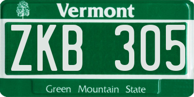 VT license plate ZKB305