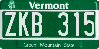 VT license plate ZKB315