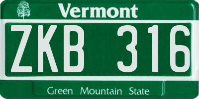 VT license plate ZKB316