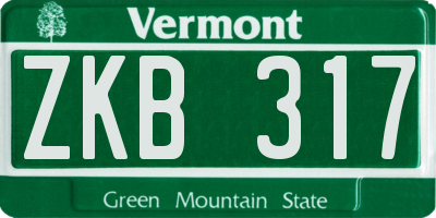 VT license plate ZKB317
