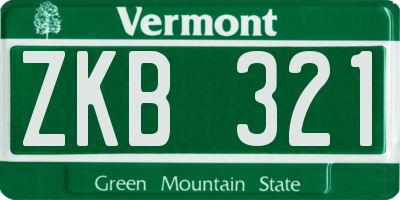 VT license plate ZKB321