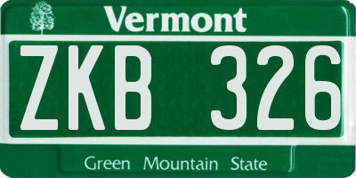 VT license plate ZKB326