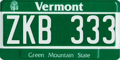 VT license plate ZKB333