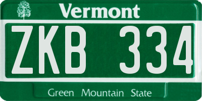 VT license plate ZKB334