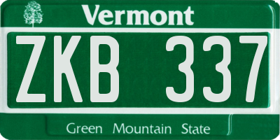 VT license plate ZKB337
