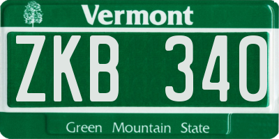 VT license plate ZKB340
