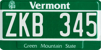 VT license plate ZKB345