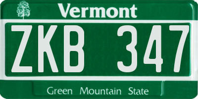 VT license plate ZKB347