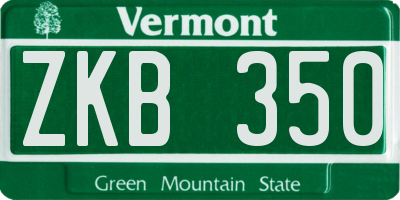 VT license plate ZKB350