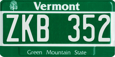 VT license plate ZKB352