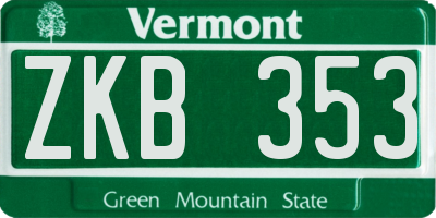 VT license plate ZKB353