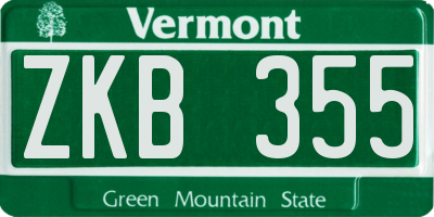 VT license plate ZKB355