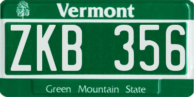 VT license plate ZKB356