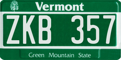 VT license plate ZKB357
