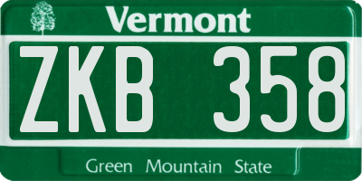 VT license plate ZKB358