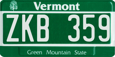 VT license plate ZKB359