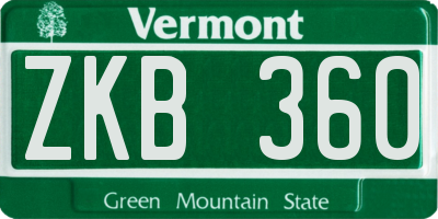 VT license plate ZKB360