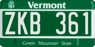 VT license plate ZKB361