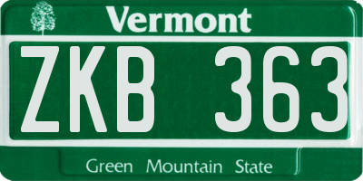 VT license plate ZKB363