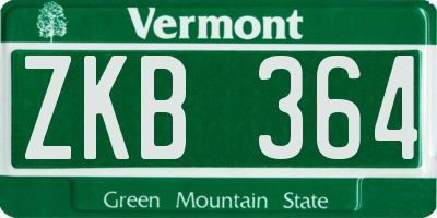 VT license plate ZKB364