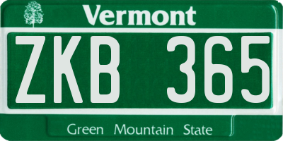 VT license plate ZKB365