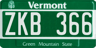 VT license plate ZKB366